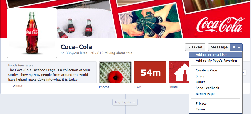 Coca Cola on Facebook