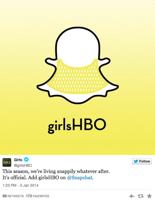 La série télé Girls sur Snapchat