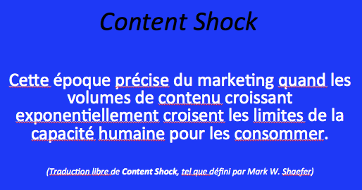 Définition de "content shock" de Mark W. Shaefer (traduction libre de F. Gonzalo)