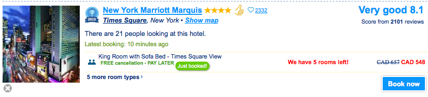 Example of hotel listing on Booking.com