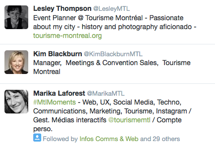 Tourisme Montreal employees on Twitter