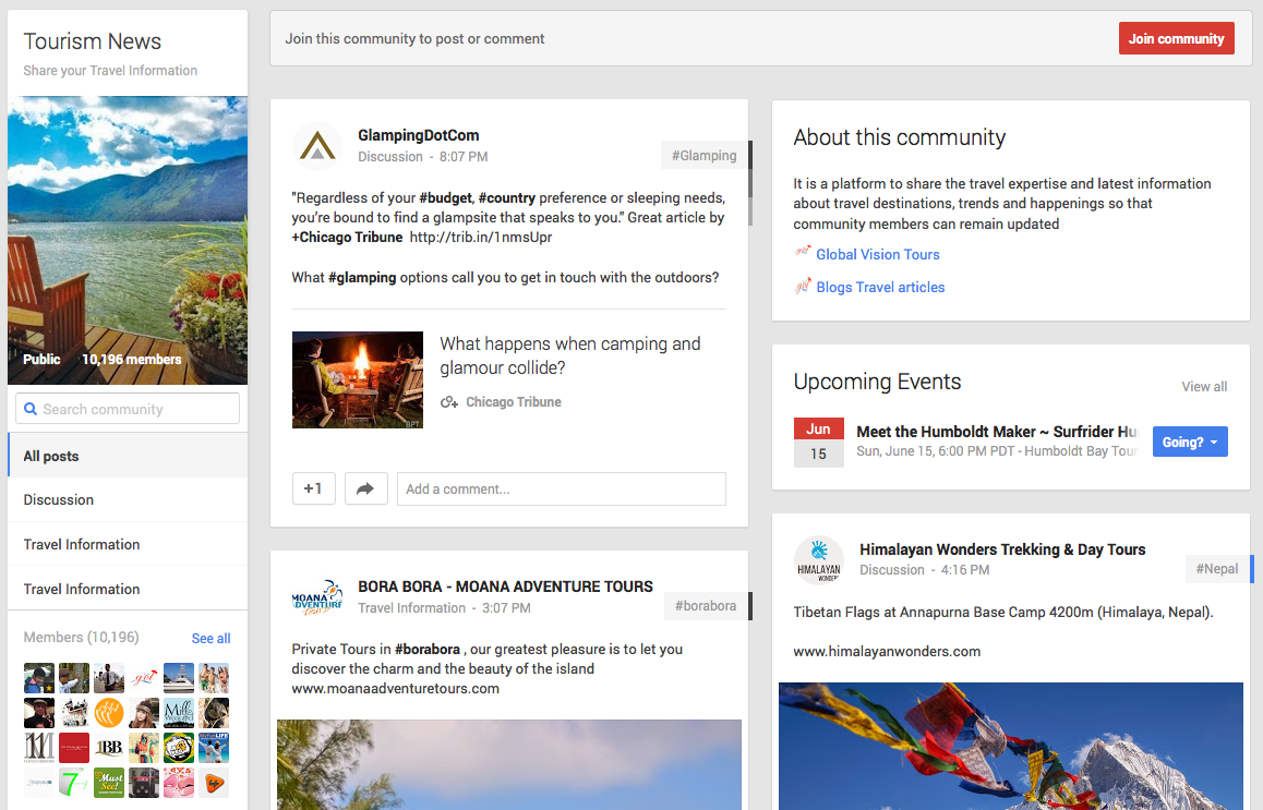 Tourism News community on Google+