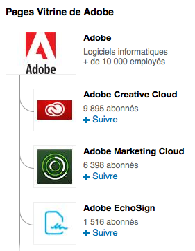 pages Vitrines de la firme Adobe