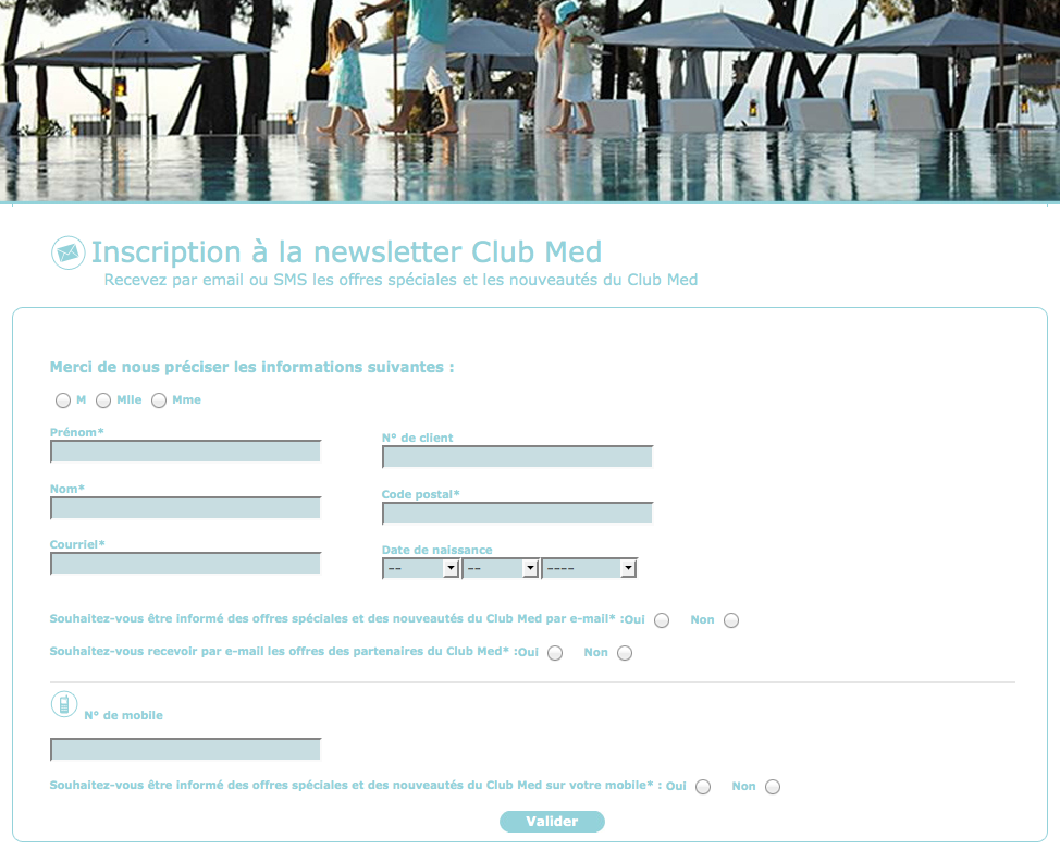 Exemple de opt-in dans les communications électroniques du Club Med