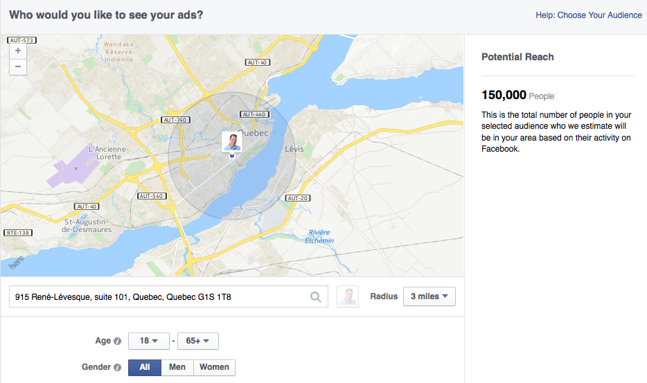 Target Facebook Users by Location