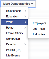 Facebook targeting per work profile