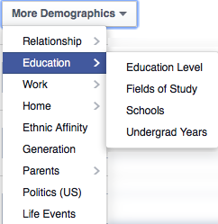 Facebook targeting per education profile