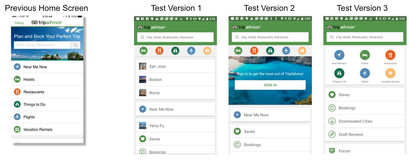TripAdvisor Mobile App Home Page Redesign