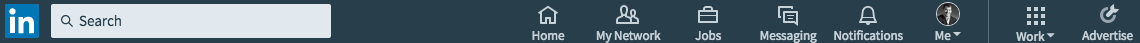The new Linkedin main navigation menu