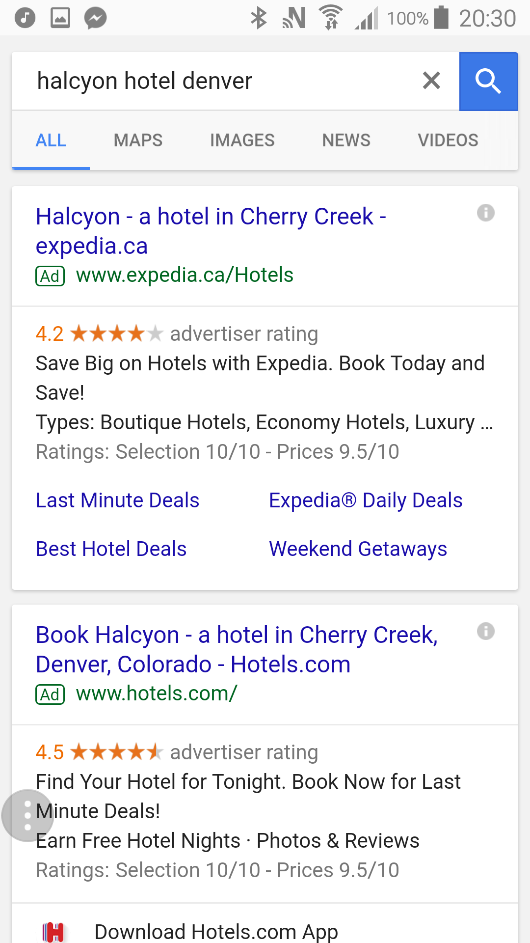 Halcyon Hotel Mobile Search