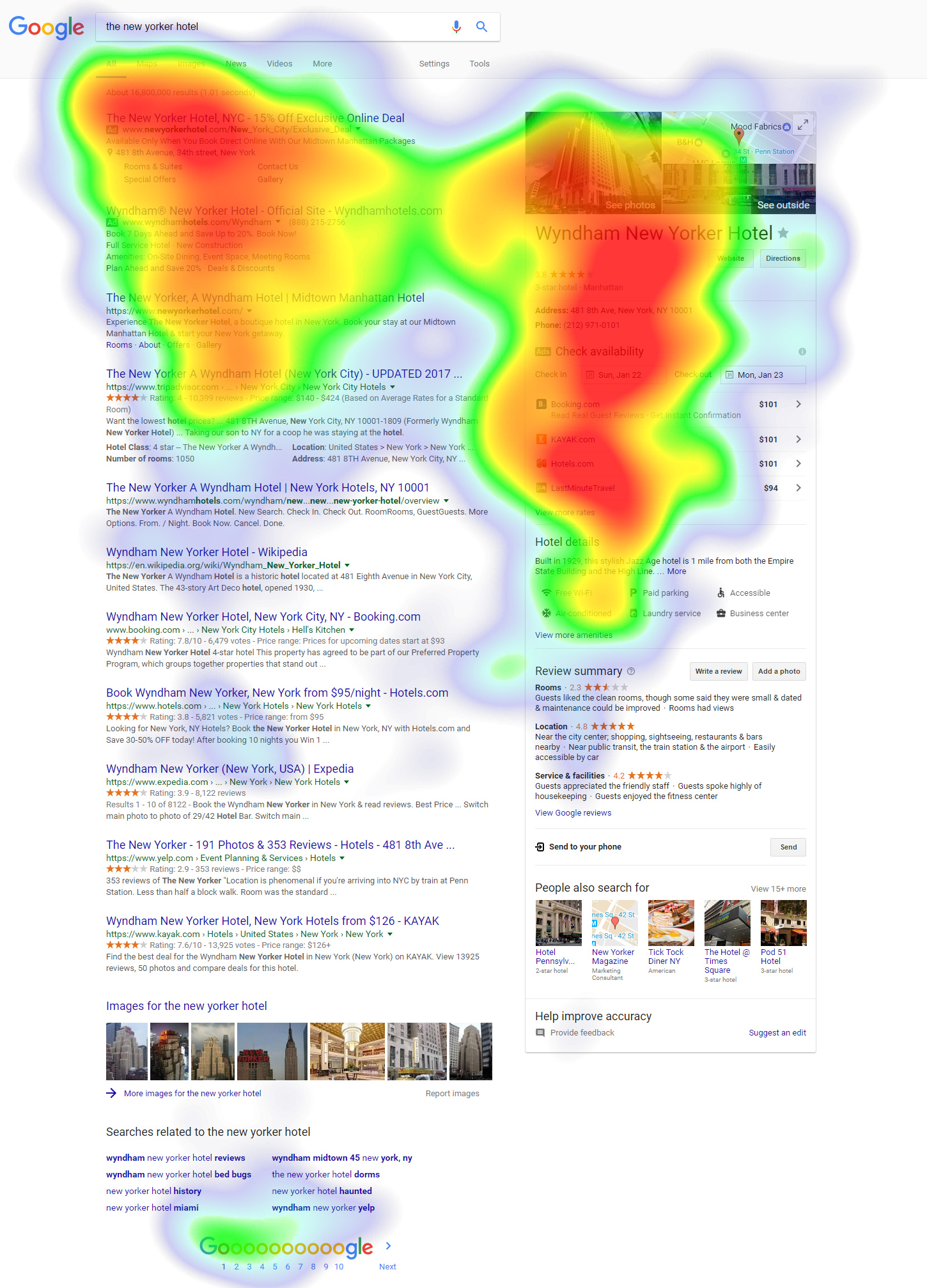 The New Yorker Hotel Heat Map. Source: Travel Tripper.