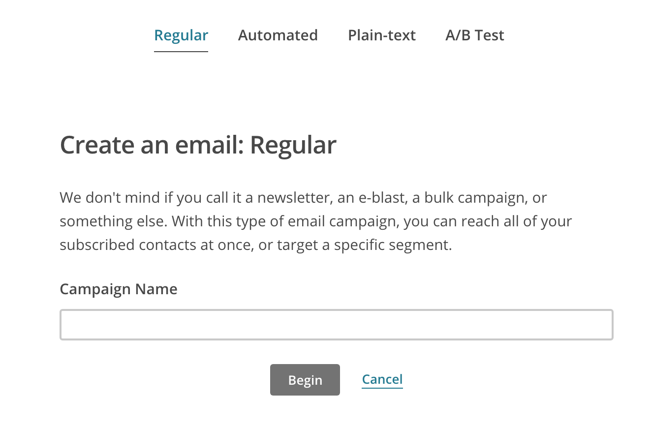 Création de newsletter dans MailChimp