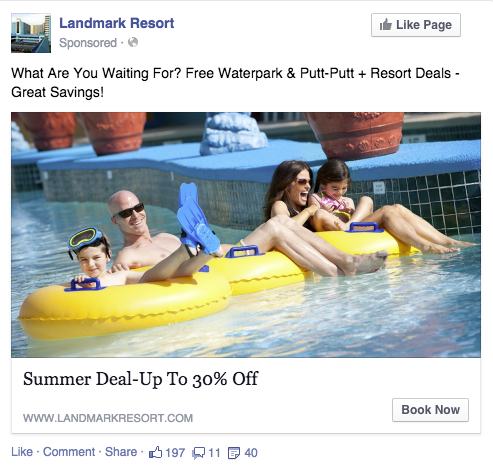 Family vacation ad on Facebook