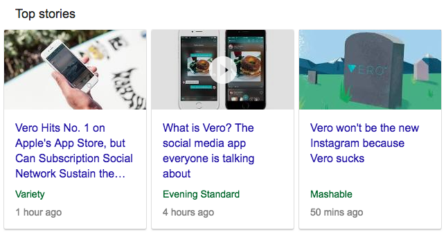 Articles récents au sujet de Vero sur le Web