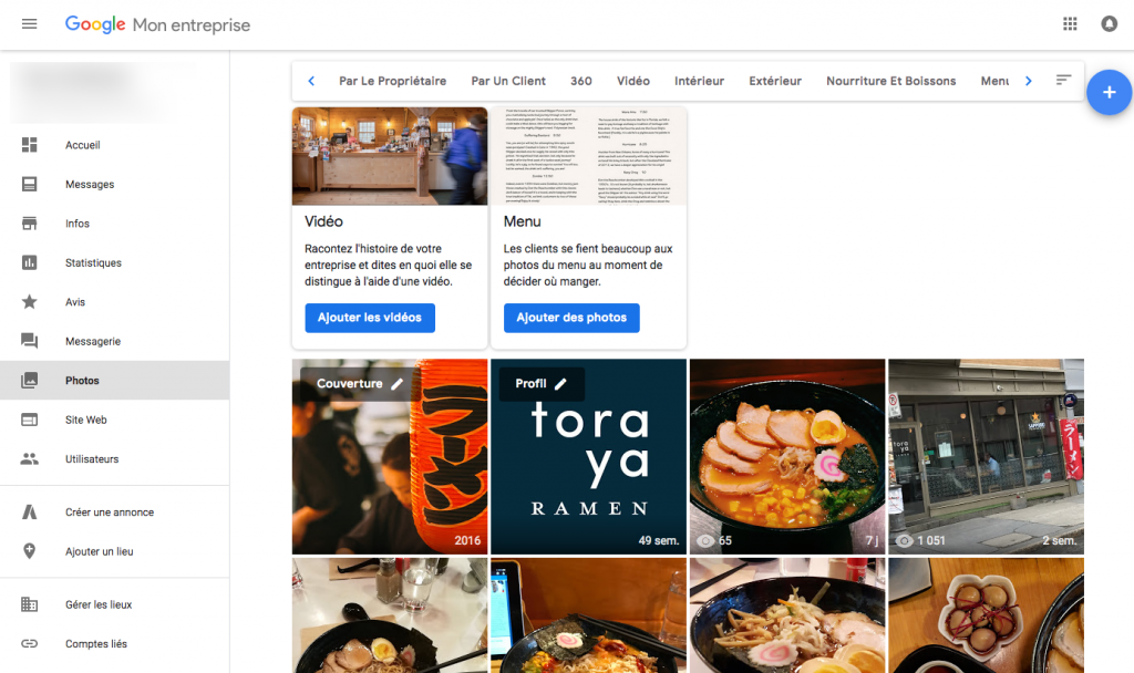 Gestion des photos dans Google Mon Entreprise