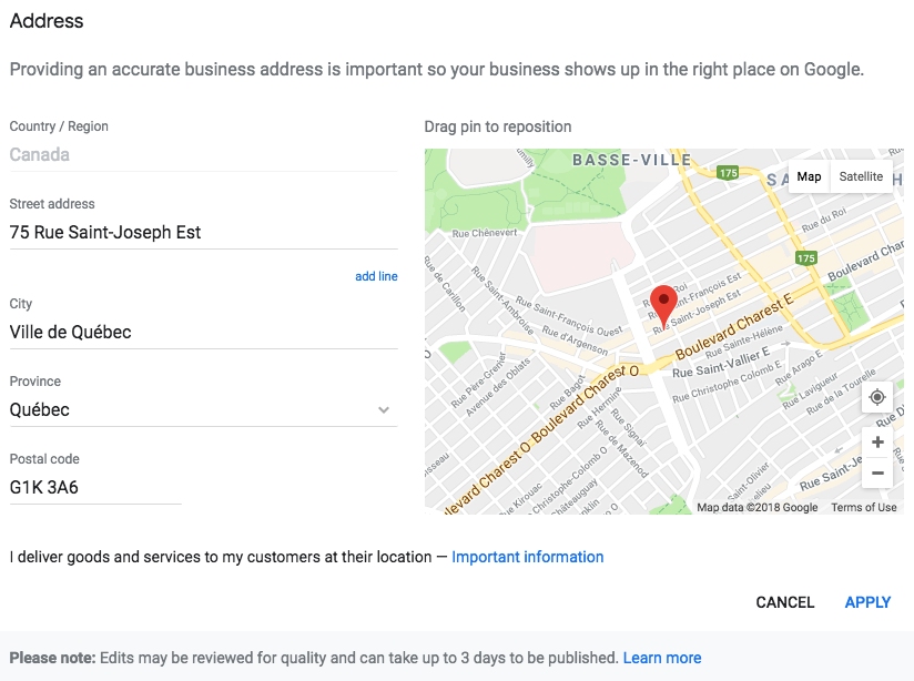 Defining the exact location of your business on Google Maps is key!