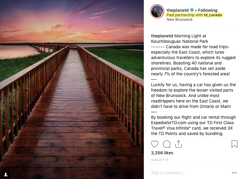 Paid Partnership Example on Instagram