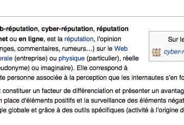 Définition de l'e-réputation selon Wikipedia