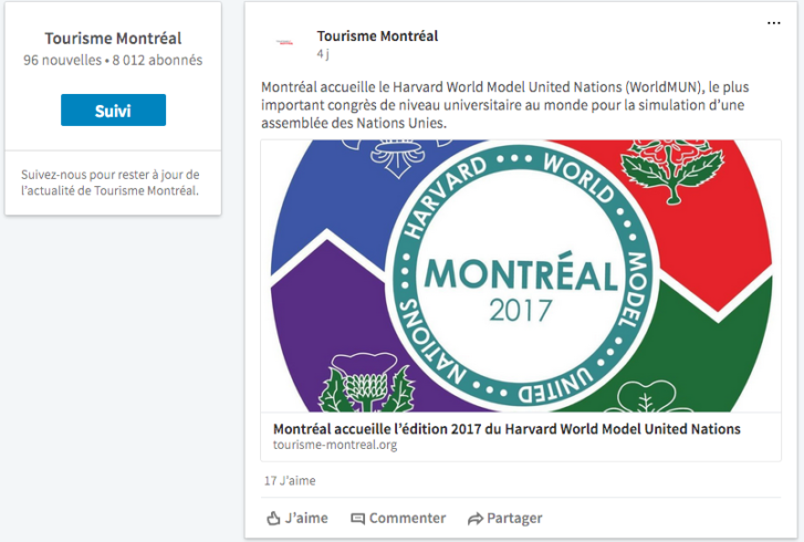 Nouvelles partagées par Tourisme Montréal sur Linkedin