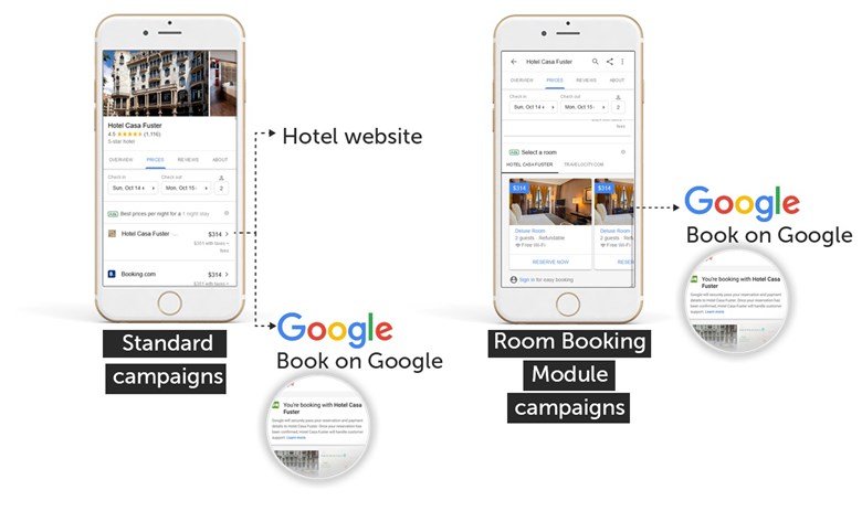 Google's Room Booking module, displayed to mobile users.