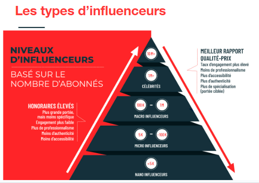 Visuek, une pyramide explicative des types, d'influenceurs