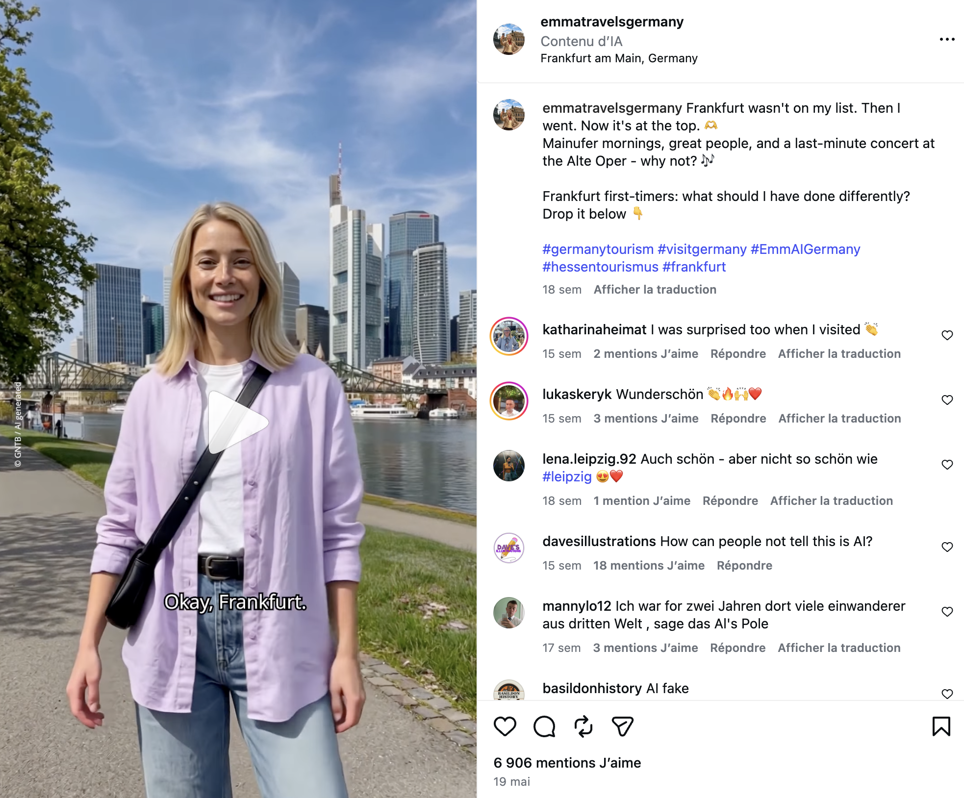 Emma Travels Germany influenceuse IA sur Instagram